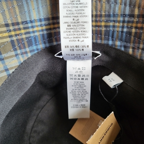 New Burberry Authentic Plaid Check Blue Nylon Bucket Hat Unisex NWT main image 9
